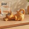 Healing Mood Cat Figurine Stretching Kitten Figurine Resin Statue Cute Animal Ornament Miniature Gift for Friends Compact Desktop Decoration