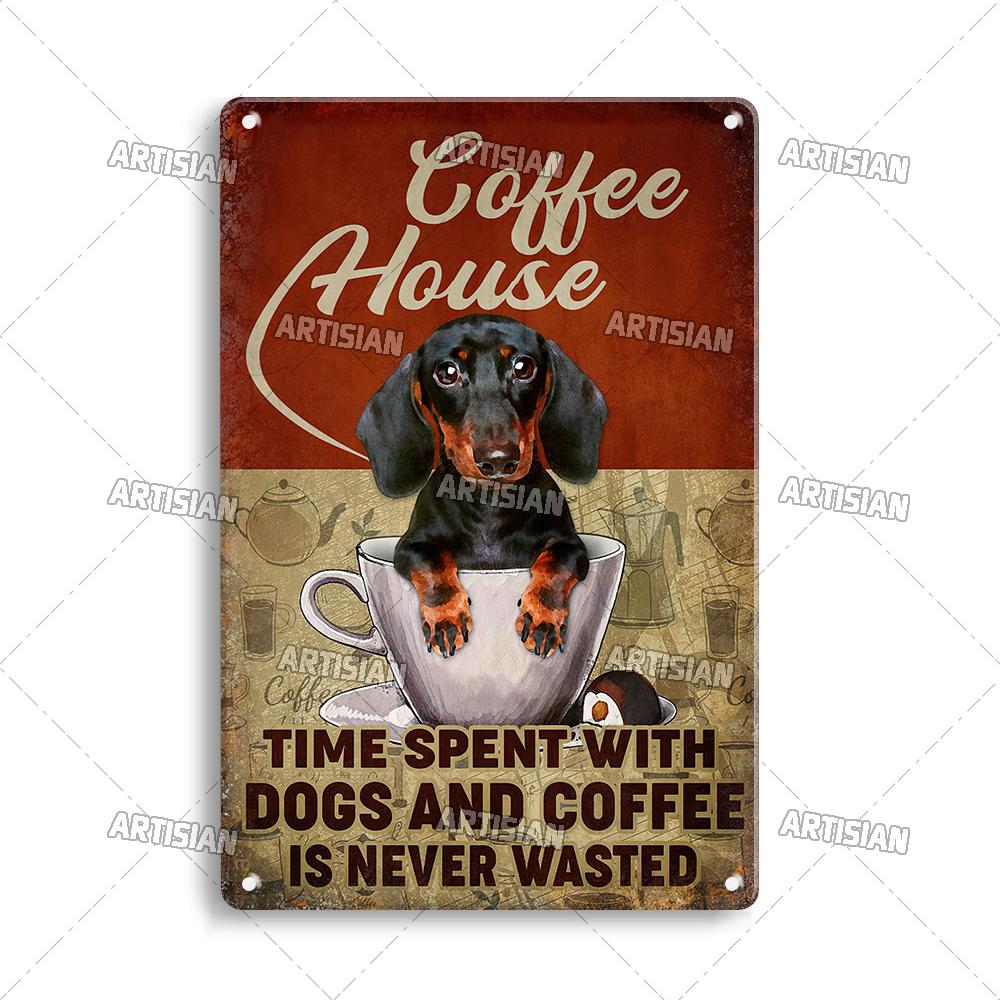 Artisian Coffee Metal Plaque Cute Animal Tin Sign Drinking Funny Decorative Plate Wall Decor Garage Bar Pub Club Hotel Cafe