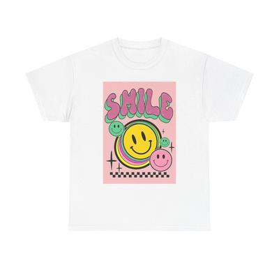 Smile Grafik T-Shirt Retro Smiley Gesicht KUNST Unisex Schwer Baumwolle T-Shirt Unisex T-Shirt