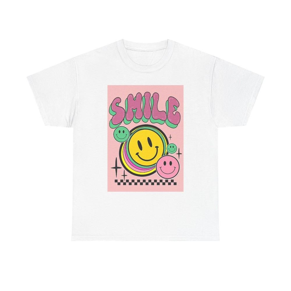 Smile Graphic T Shirt Retro Smiley Face ART Unisex Heavy Cotton Tee Unisex T-Shirt XL