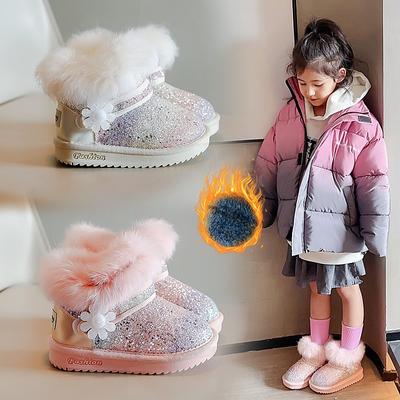 Koreanische Version der Mode Kinder Schneeschuhe Mädchen Baumwollschuhe Winter neue Samt verdickte wasserdichte rutschfeste Lederstiefel kurze Stiefel