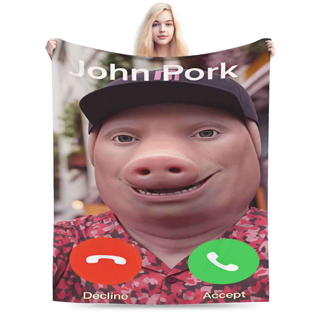 John Pork Is Calling Bedding Throws Warm Graphic Blanket For Couch Chair Plane Travel Flannel Bedspread Bed Cover