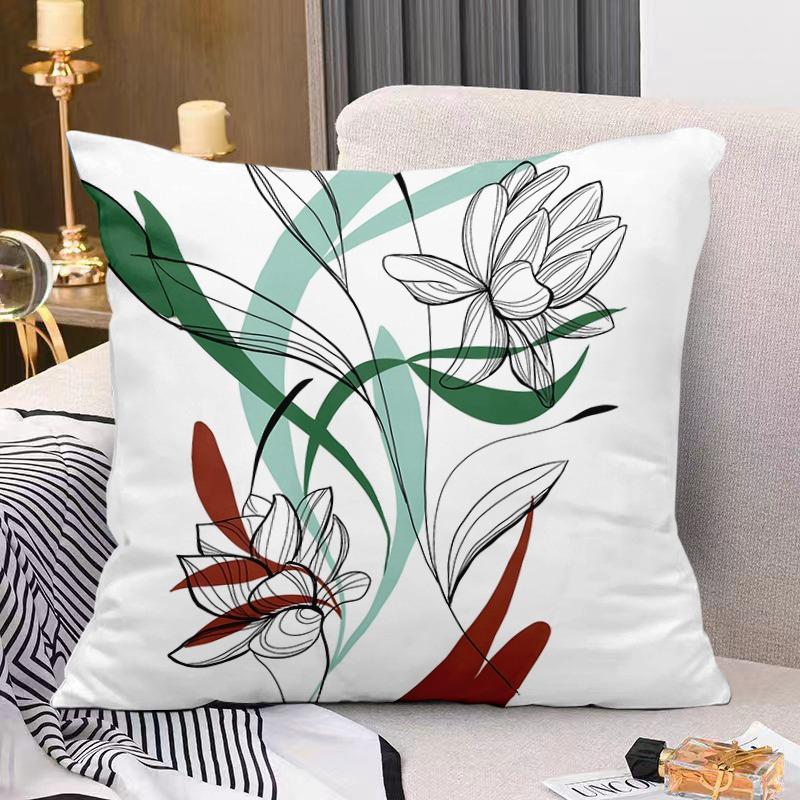 Artistic Floral Print Decorative Pillowcase Bedroom Living Room Square Cushion Pillowcase