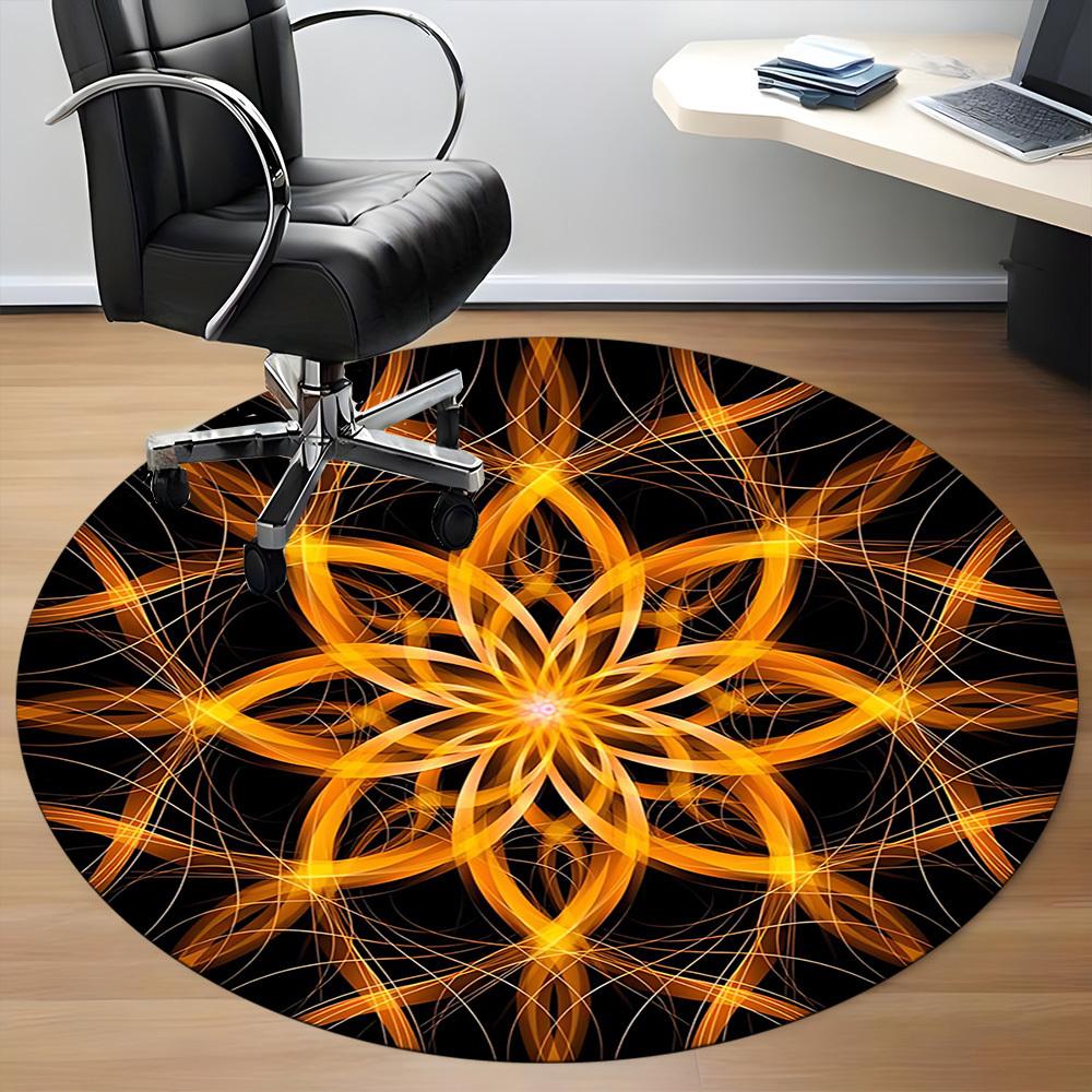 1PCFloral Mandala Office Round Area Rug,  Mat Suitable For Office, Under Office Chairs Bedroom Living Room Home Decor, Room Deco
