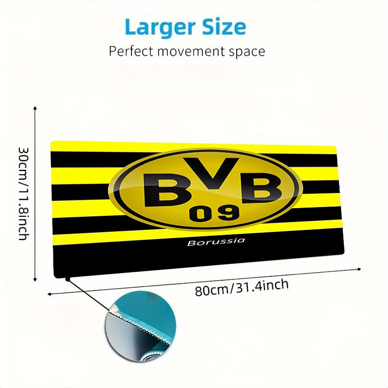 Poduszka z nadrukiem Borussia Dortmund Antypoślizgowa Mata pod mysz do laptopa/tabletu XXL Mata do gry na mini PC Z blokowaną krawędzią