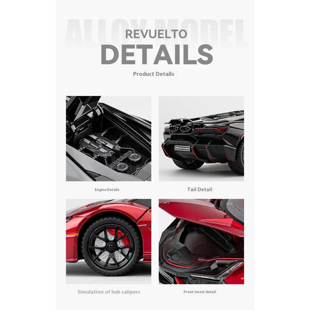 1/24 Lamborghini Revuelto Supercar Alloy Diecast Model Children's Toy Kids Gift Birthday Present for Boys Collection Decoration