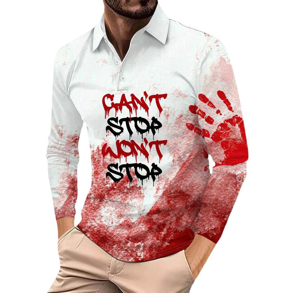 Herren Abstrakt 3D-bedrucktes Lässiges Alltags Langarm Button-Down POLO