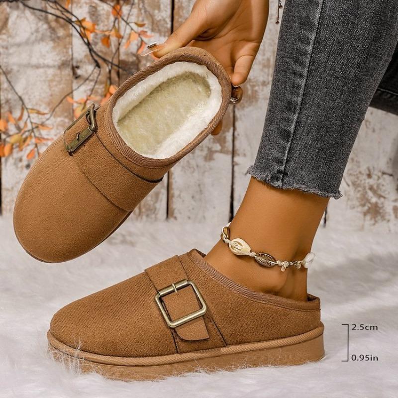 Damen Hausschuhe aus Wildleder, gefüttert mit verdickter Baumwolle, neue warme Baumwollschuhe für Damen für Herbst und Winter