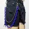 Hip Hop Punk Belt Chain Key Chain Ring Women Men Multicolor Resin Circle Heart Pendant Waist Chain Bag Car Jeans Skirts Pants