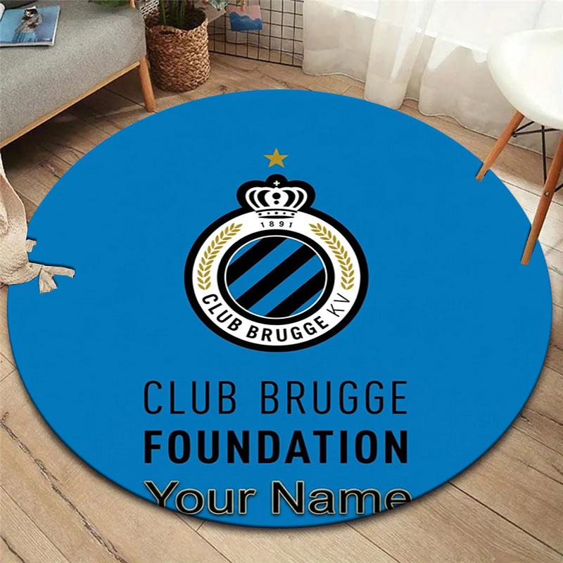Club Brugge KV Custom Name Round Area Rug,Carpet Rug for Living Room Bedroom Sofa Playroom Decor,Non-slip Floor Mat