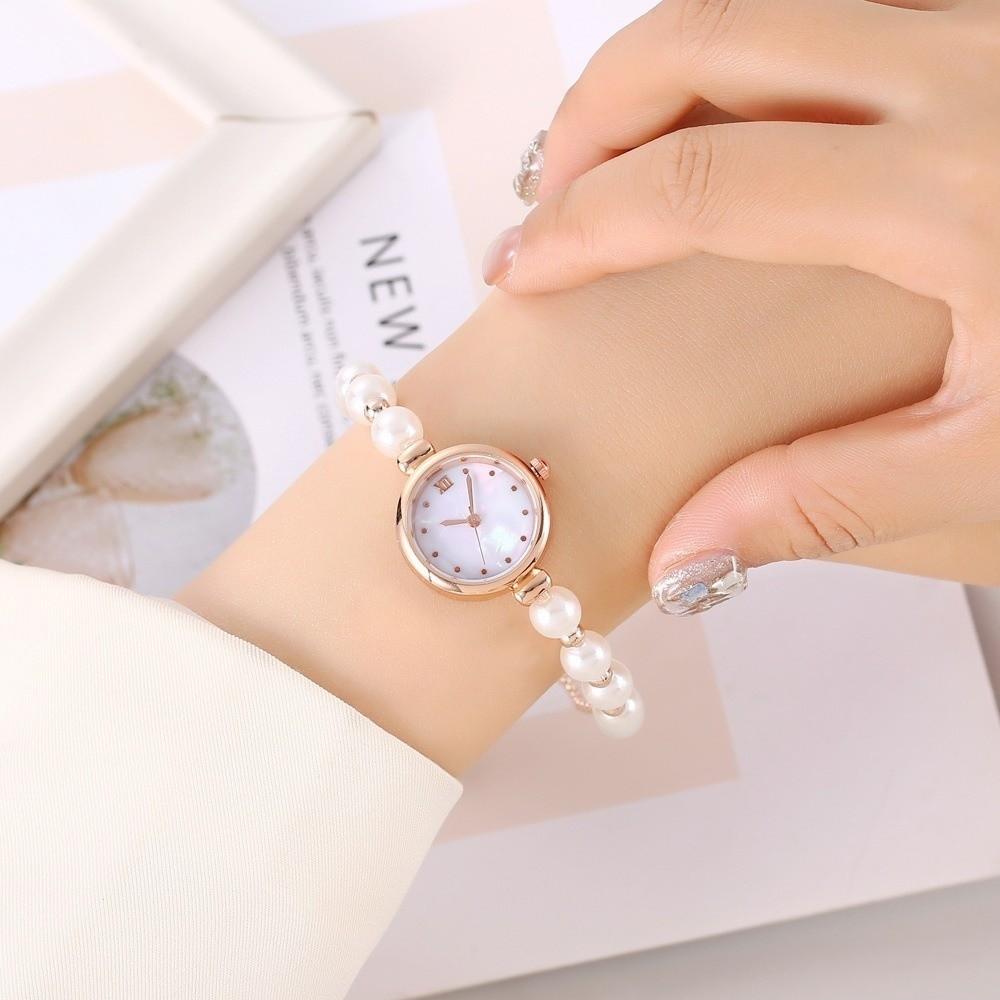 Elegant Pearl Bracelet Watch Round Dial Small Dial Watch Durable Women Quartz Watch Women