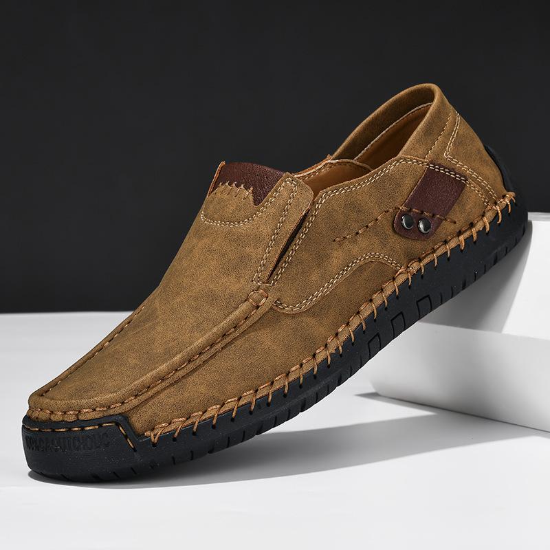 Fashion Spring Fall Men Leather Shoes Fashion Casual Comfortable Slip on Loafers Handmade Leather Men Shoes Flats Moccasins Walking Shoe