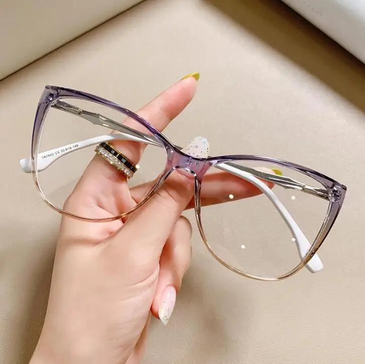 Vintage Gradient Eyeglasses for Nearsightedness Anti Blue Light Glasses Elegant Female Ultralight Cat Eye Eyewear Frames