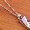 Colorful Faux Crystal Necklace Rectangular Pendant Necklace Stylish Vine Design Adjustable Dainty Necklace