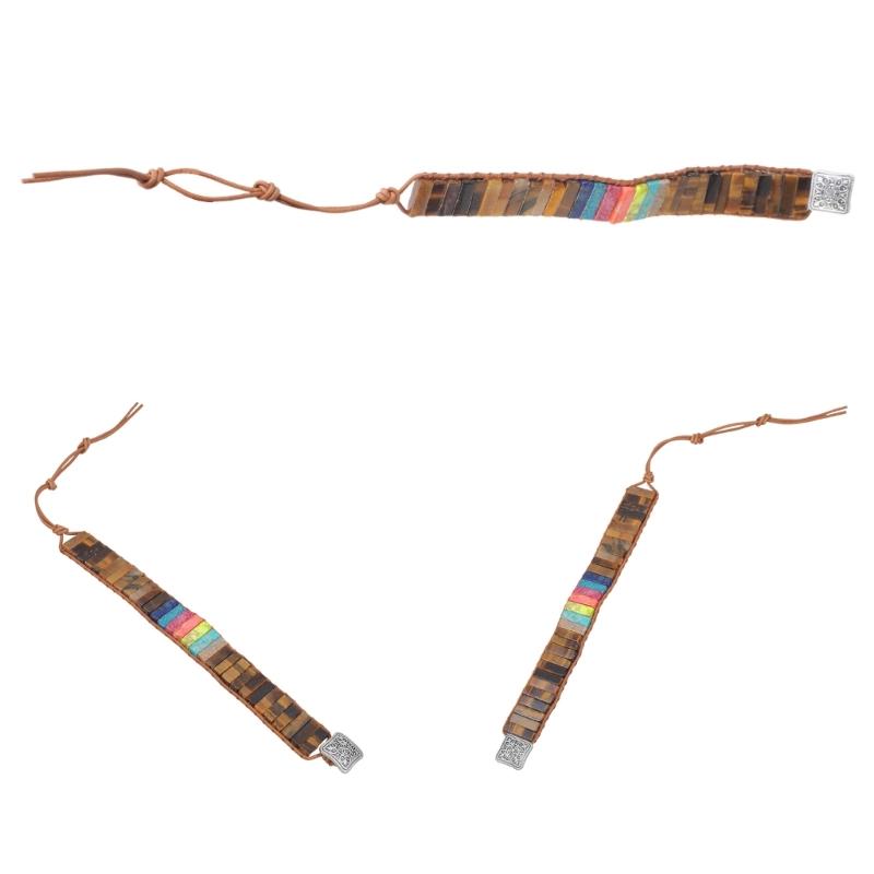 Bohemian Style Handmade Bracelet Colorful Round/Square Clasp Handchain Comfortable Wear Wristband for Fashionable Women