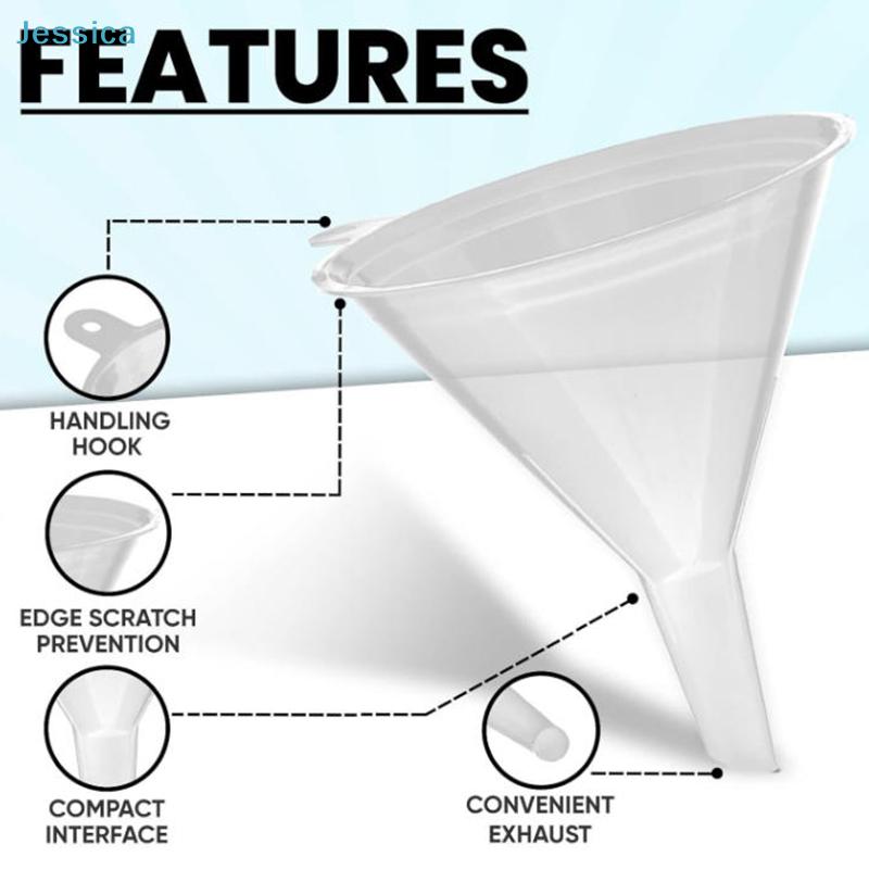 Set di 4 imbuti in plastica trasparente | Dimensioni assortite per cucina, laboratorio e bricolage