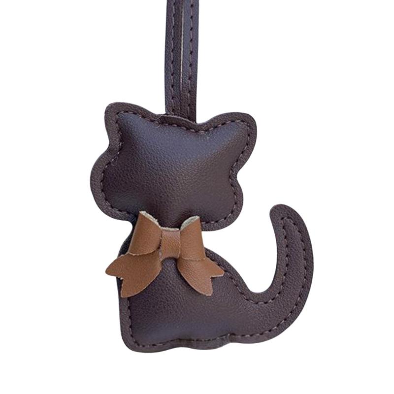 Modischer PU-Schleifen-Schlüsselanhänger mit Katzen-Detail für Handtasche, Schlüssel, Rucksack, Stilvoller Taschen-Hänge-Dekor-Anhänger