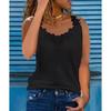 Women Fashion Vest Summer Casual Plus Size Shirts Sleeveless Lace Tops with Stitching