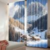 2Pcs Winter Mountain Curtain Mountain Village Scenery In Winter With Snow Window Drapes All Season Charm For Living Room Bedroom