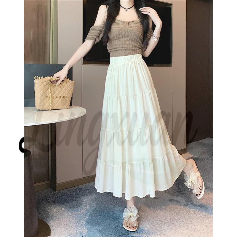 

Korean-Style High-Waisted Slimming A-Line Skirt, Plus Size, New 2026 Summer Women s Mid-Length Versatile Skirt Small