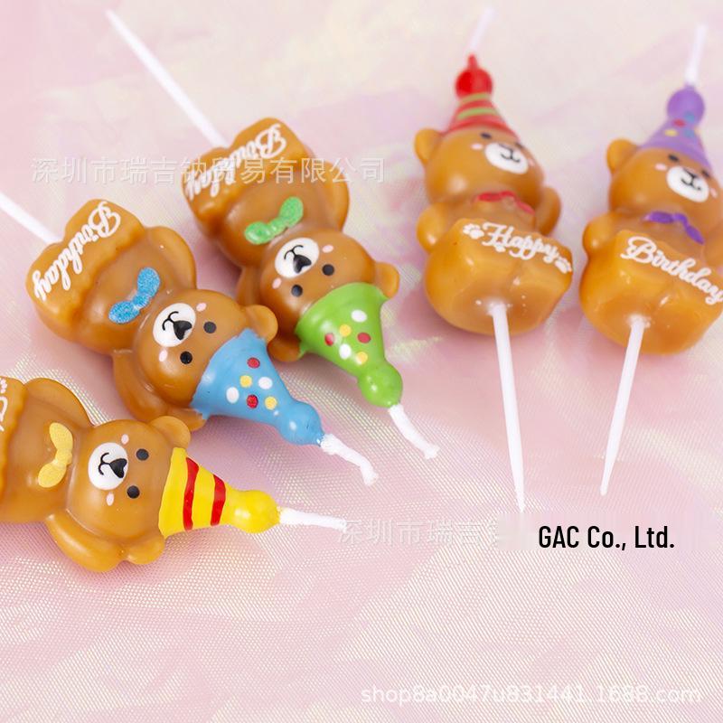 Vintage Teddy Bear Birthday Cake Candles for Kids AS306