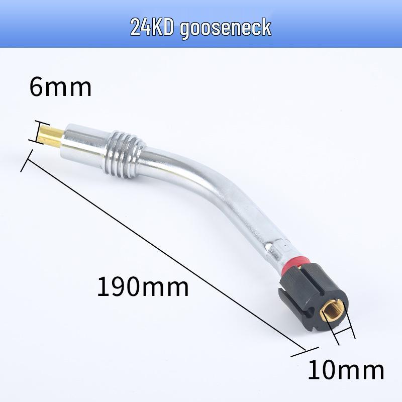 Binzel Style 36KD Argon Arc Welding Gun: All-Copper Bent Nozzle, Contact Tip, Protective Rod, Splitter.