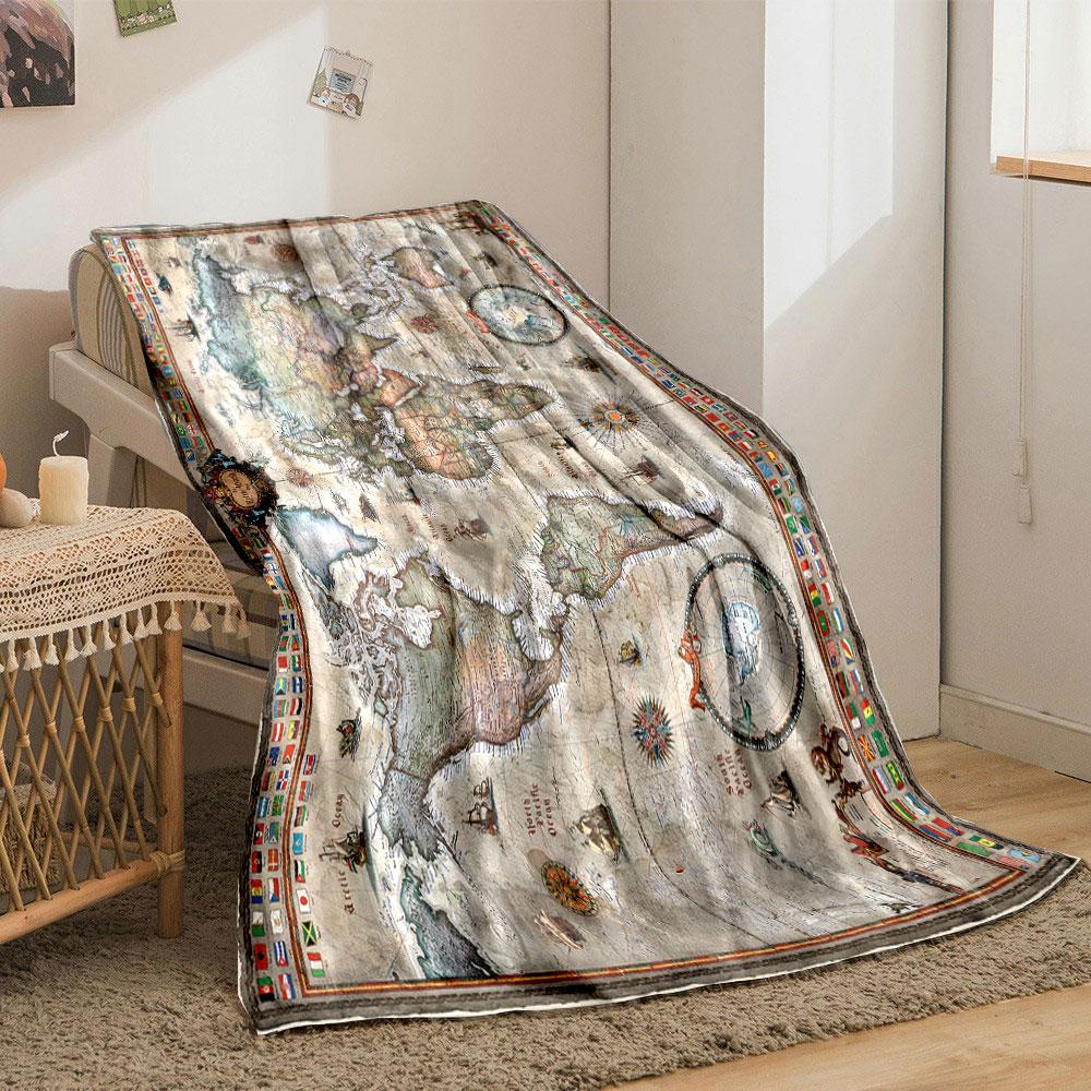 Vintage World Map Blanket print blanket soft and cozy perfect for the living room bed sofa or a nap,gift
