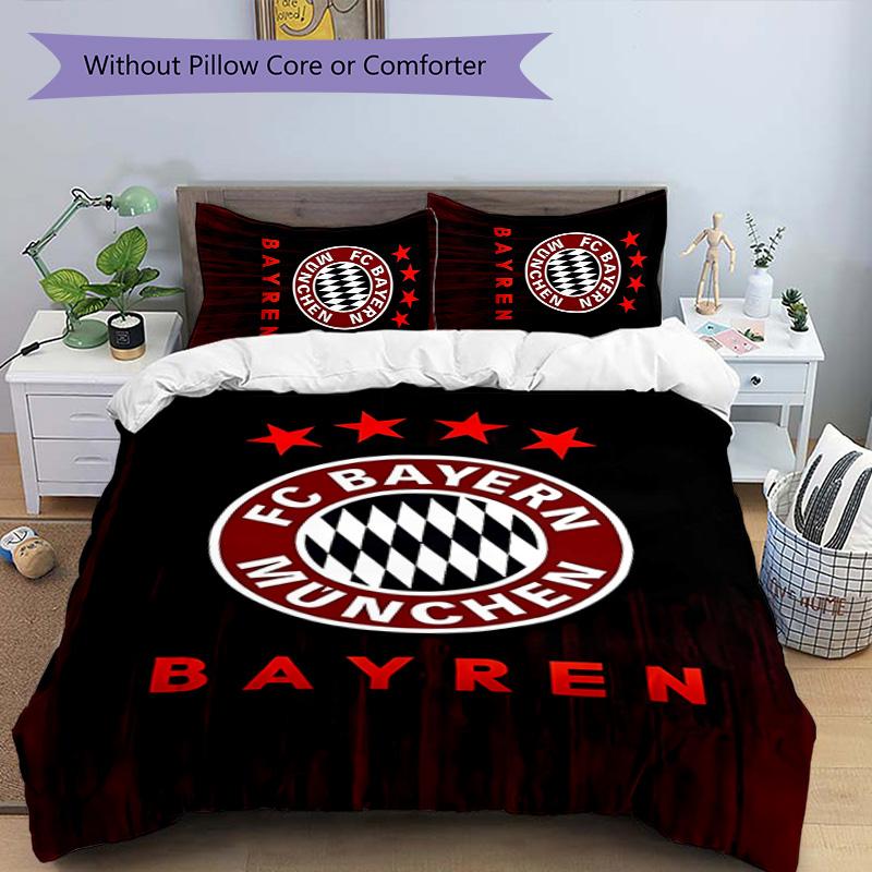 3dílná sada povlečení s logem FC Bayern München sada povlaků na přikrývku obsahuje povlak na přikrývku & povlaky na polštáře, perfektní dekorace ložnice pro každé roční období & dárek
