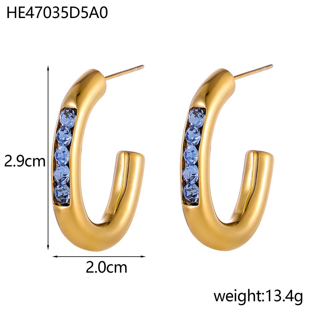 CARLIDANA Vintage and Unique Plain Ring Inlaid with Imitation Pearl Fashion Zircon Jewelry Titanium Steel Gold-plated Earrings