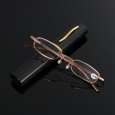 Unisex-Lesebrille mit Stiftetui, tragbare Presbyopie-Brille, Metalletui, Federscharnier, Brille, Vision Care, +1,00 ~ +4,00