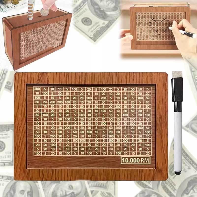 Cross-Border DIY Wooden Money Box with US Dollar Counter - Retro Piggy Bank