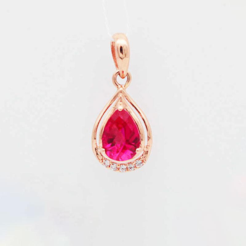 Purple Gold-Plated Rose Gold Luxury Women'S Water Drop Redstone Pendant Zircon Flash Collarbone Chain