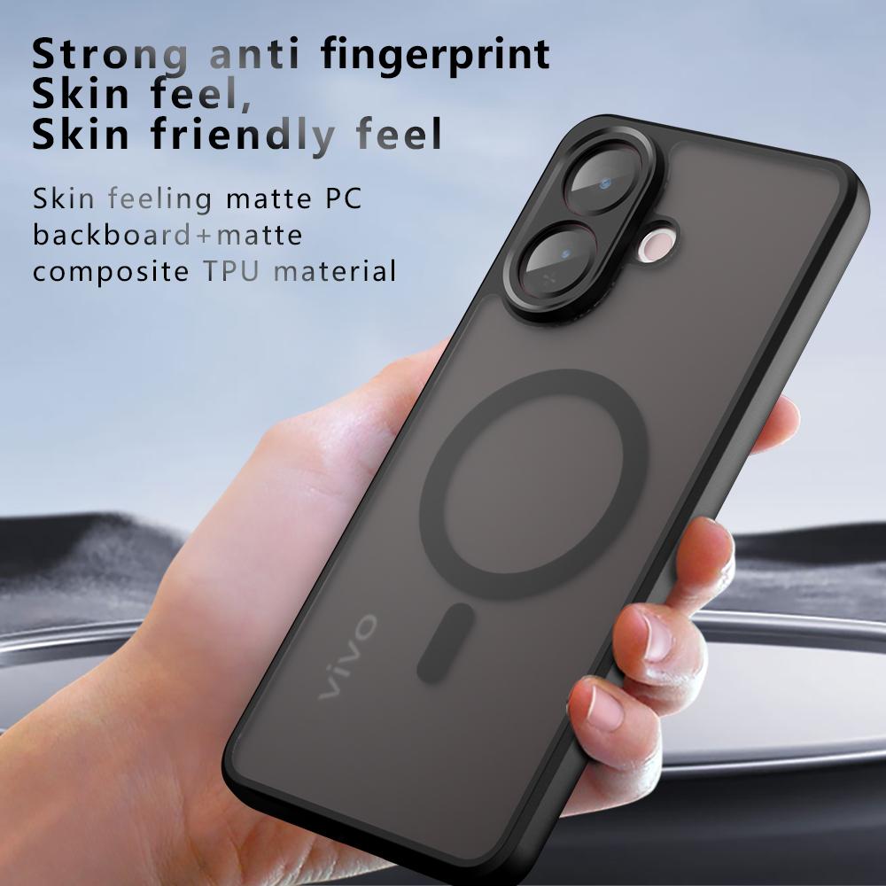 Case For VIVO V60 Lite 4G V50 5G Magnetic Wireless Charging TPU Frame Hard Plastic Translucent Matte Shockproof Phone Back Cover