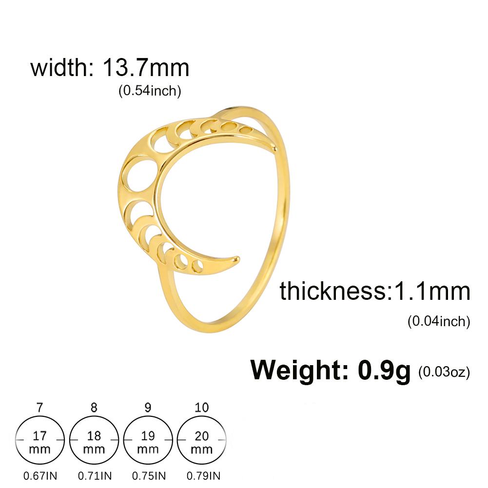 Teamer Moon Phase Ring Stainless Steel Jewelry for Women Men Gold Color Casual Party Pentagram Accessories Amulet Gift 2026