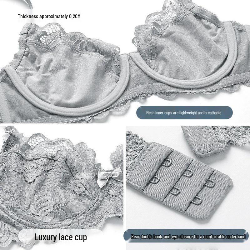 Sexy Plus Size Lace Lingerie: Ultra-Thin, Breathable Bra Set for a Smaller, Anti-Sagging Look