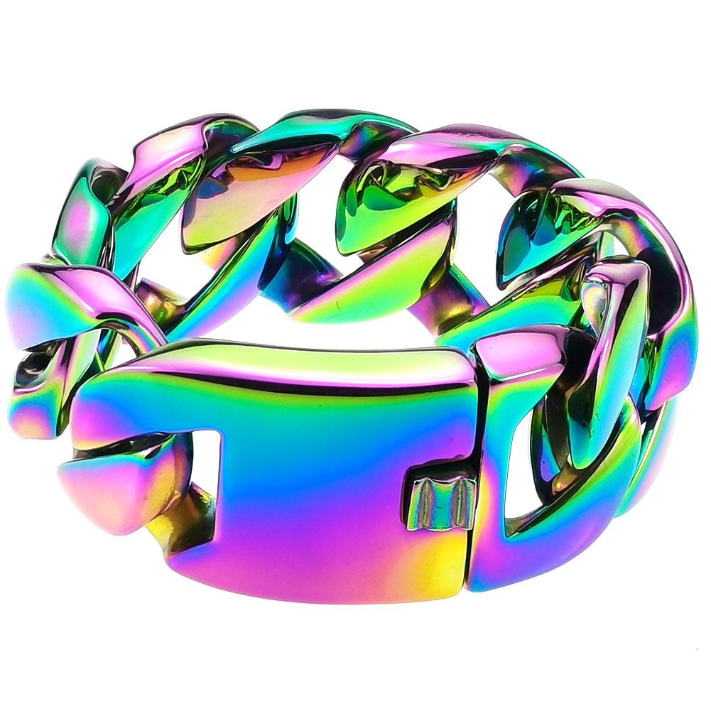 32mm width bling massive 316L stainless steel iridescent Hip hop bracelet designer chrams