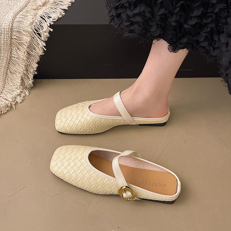 Fashion New Women Flats Autumn Square Toe Mary Jane Shoes Low Heels Designer Ballet Flats Sneakers Women Comfortable Elegant Loafers