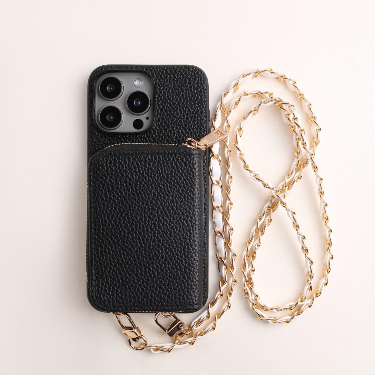 

High-End PU Leather Case for Samsung for iPhone 11 13 14 12 15 16ProMax Metal Long Lanyard Versatile Card Slots for iPhone 11
