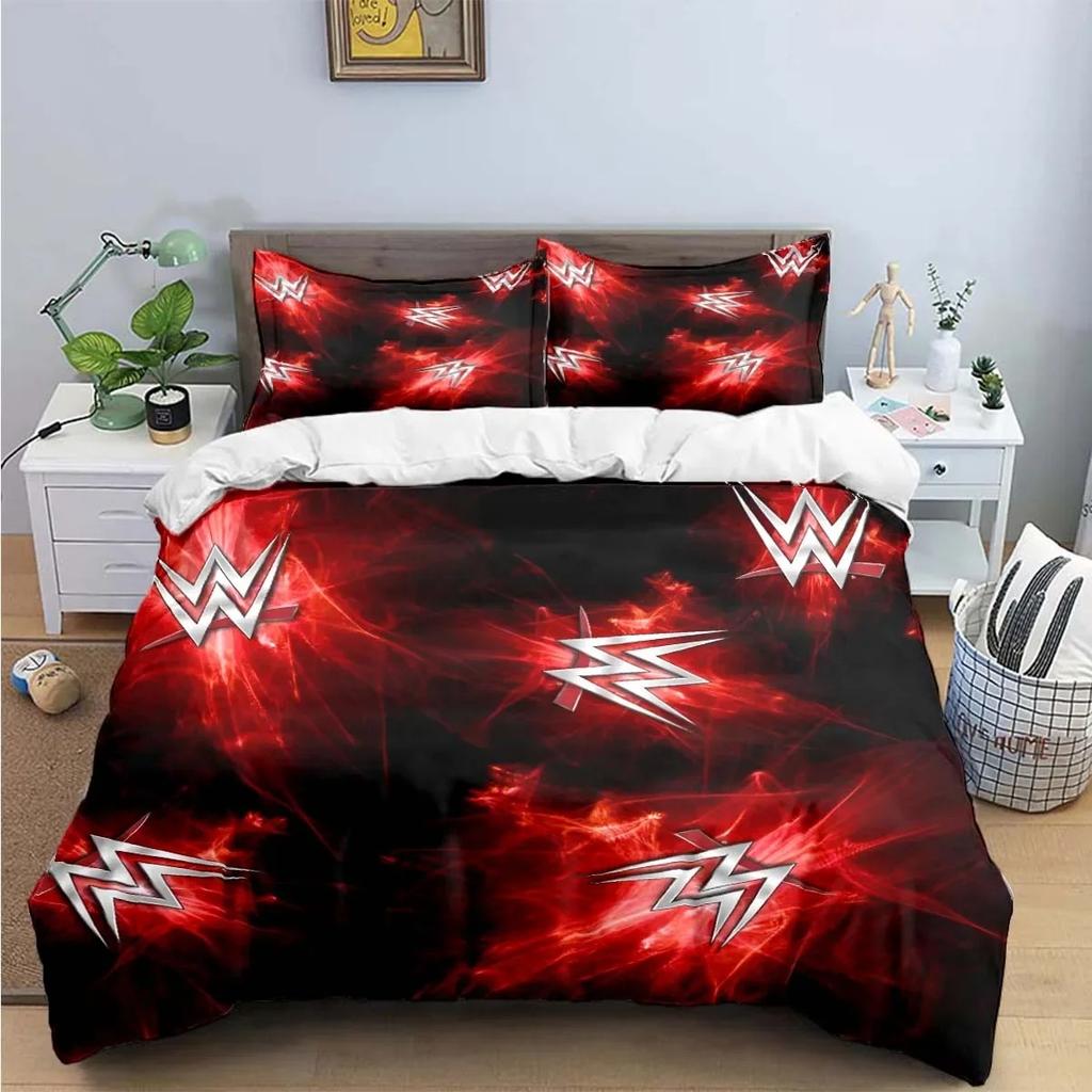 Mode 3D Lutte Sports W-Wwe Imprimé Ensembles de Literie Ensemble Fournitures de Lit Housse de Couette Ensemble Couette de Lit Ensemble de Literie Cadeau de Luxe