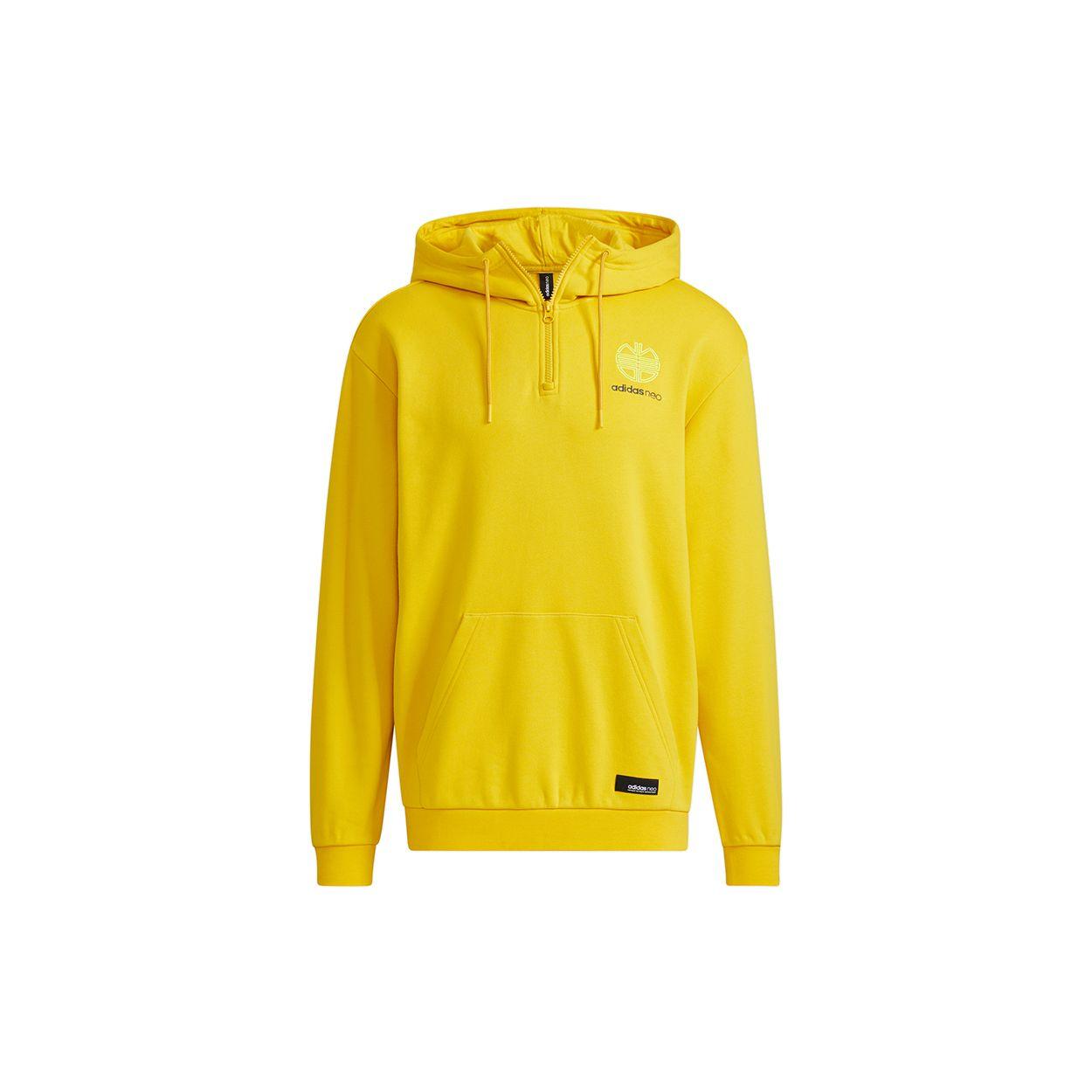 adidas Neo Men s Half-Zip Logo Print Hoodie Yellow H52969 L