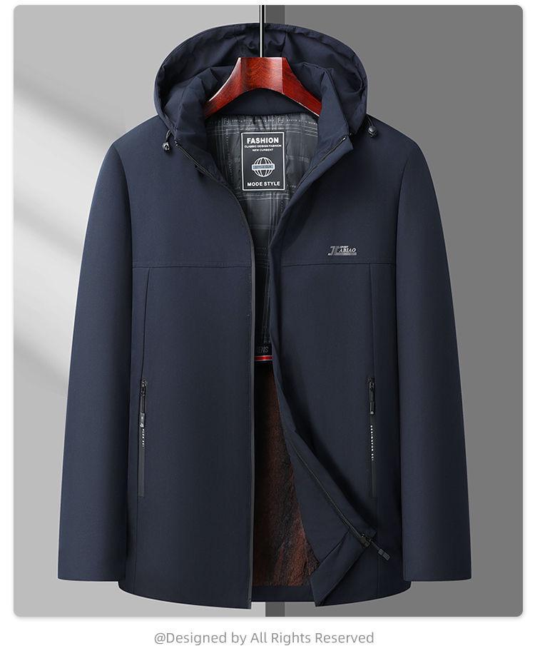 Men's Mink Velvet Parka: Winter Hooded Jacket for Middle-Aged & Elderly, Warm & Thickened with Plus Velvet