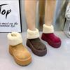 Fashion tribe flip button snow boots for women in autumn and winter 2025 new thick-soled heightened piled thickened comfortable cotton shoes