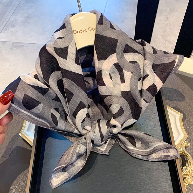 Ancient Style Women's 65x65 Double-Sided Warm Wool Square Scarf with Neck Protection