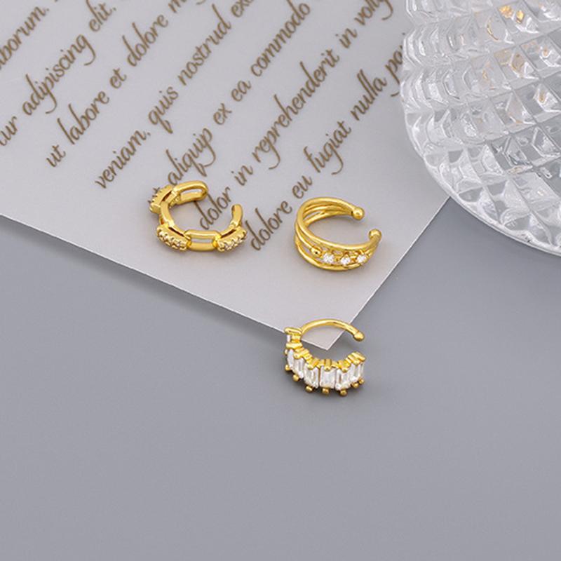 Fake Piercing Ear Cuff For Women Hip-hop Rock Cubic Zirconia 1PC Silver Color Cuban Chain Cartilage Clip Earrings KAE330