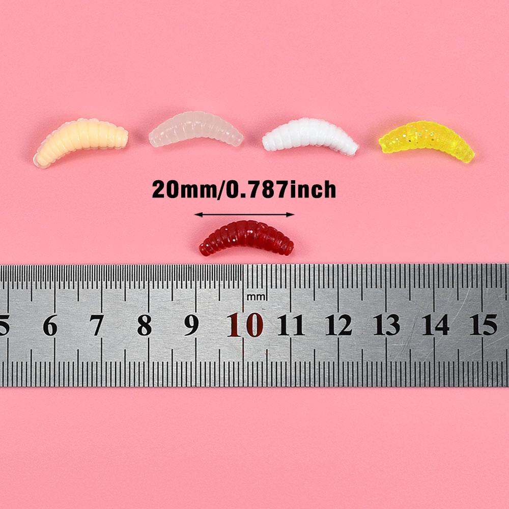 100Pcs Bass Fishing Worms Lures,Silicone Soft Maggot Baits Bread Worm Fishing Lure 5 Colors