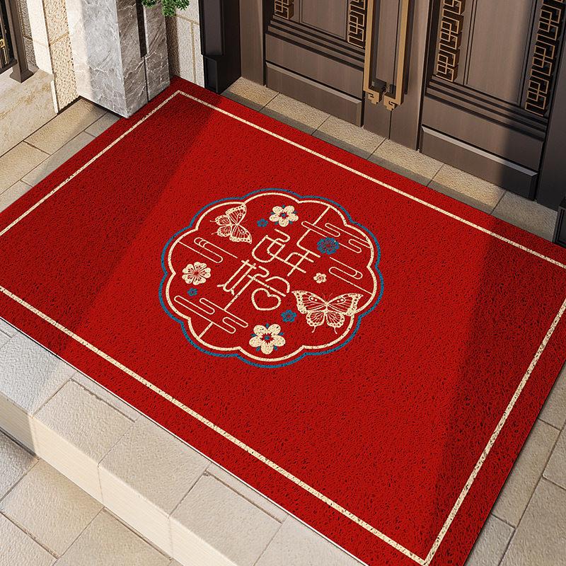 Red Non-Slip Festive Wedding Entrance Mat: Sisal Coil Door Mat for Dust and Dirt Wiping 40x60 cm