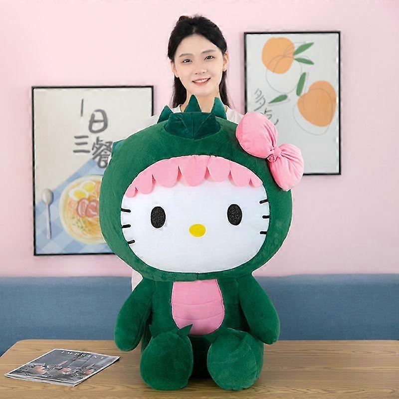 35cm Hello Kitty Dinosaur Drag Plush Toy Hello Kitty Doll Creative Children's Gift Doll Cat Pillow Anime