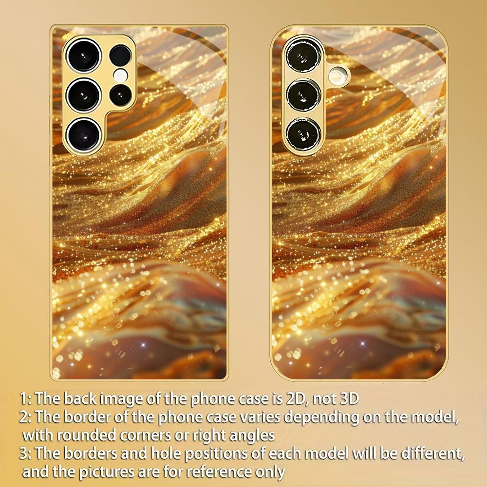 Golden sand like pattern tempered glass phone case suitable for Samsung Galaxy S26 S25 S24 S22 S21 S20 FE/Ultra/Plus anti drop