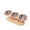 Neck-Protecting Pet High Footed Bowl Detachable Cat Food Water Bowl Wood Stand Feeder  Indoor Use