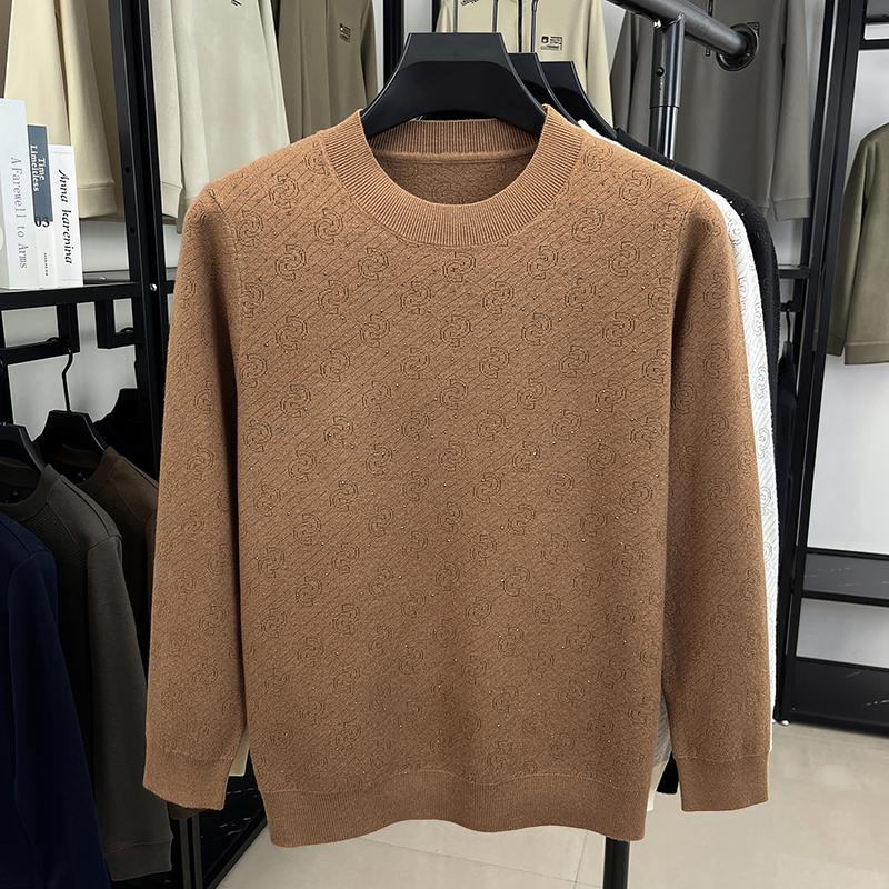 Maglione da Uomo a Girocollo Lavorato a Maglia Autunno Inverno Stampa Artigianale a Diamante Manica Lunga Top da Uomo